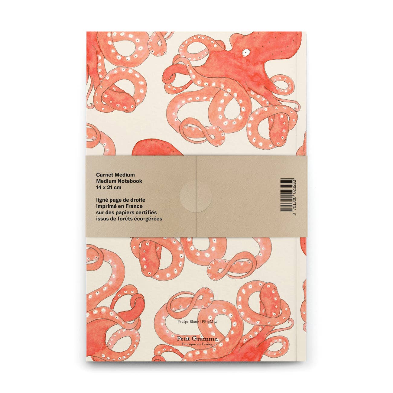 Petit Gramme - Mittleres weißes Oktopus-Notizbuch