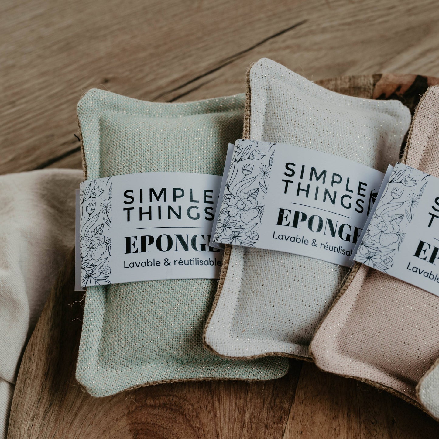Simple Things - Waschbarer Schwamm „Les Pastels“ -Kollektion - Jute