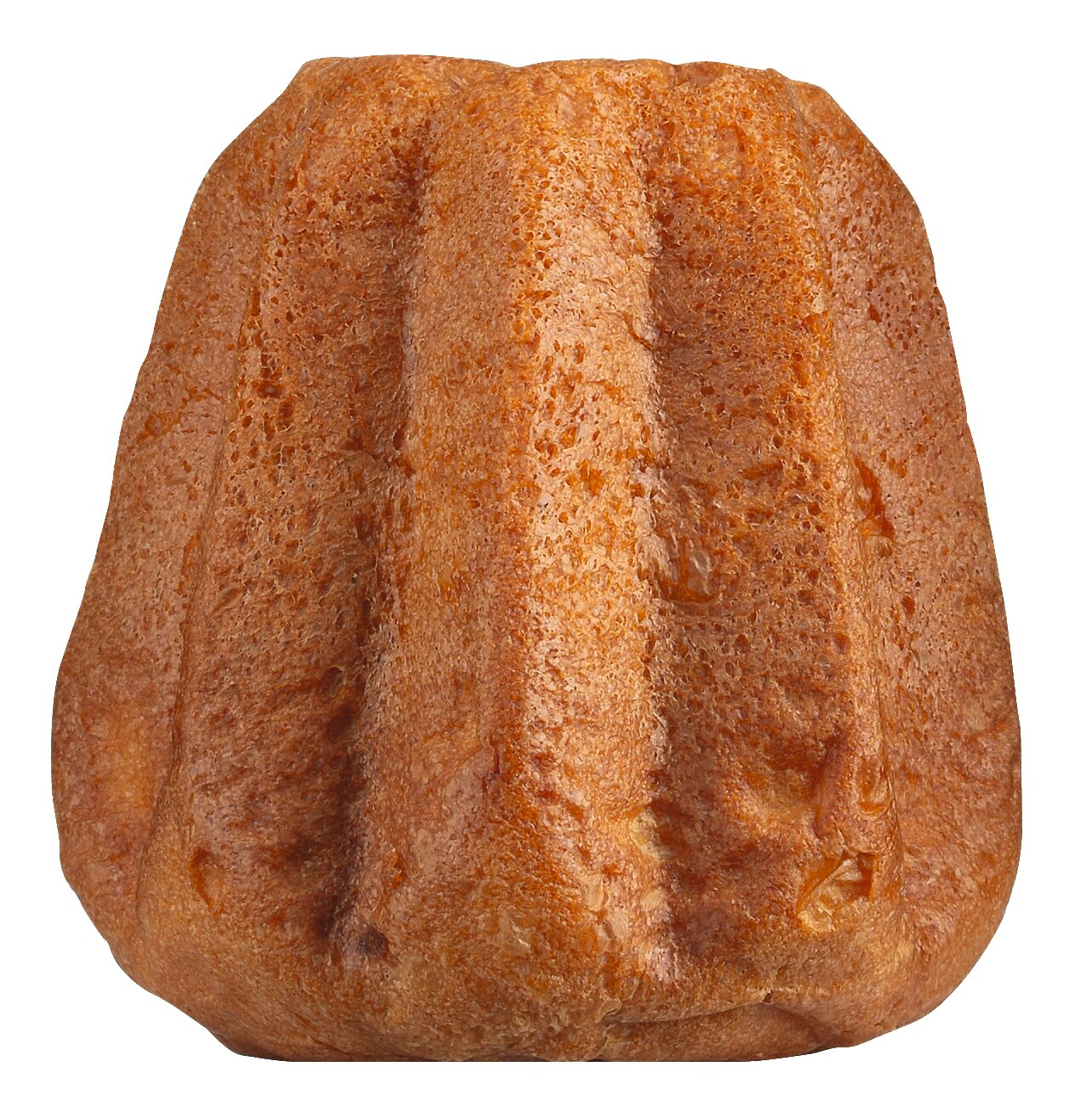 Ein goldbrauner Olivieri Mini Pandoro Limoncello mit hoher Sternform und leicht glänzender, strukturierter Oberfläche steht auf weißem Grund. Die Torte verspricht einen pikanten, cremigen Zitronengeschmack.