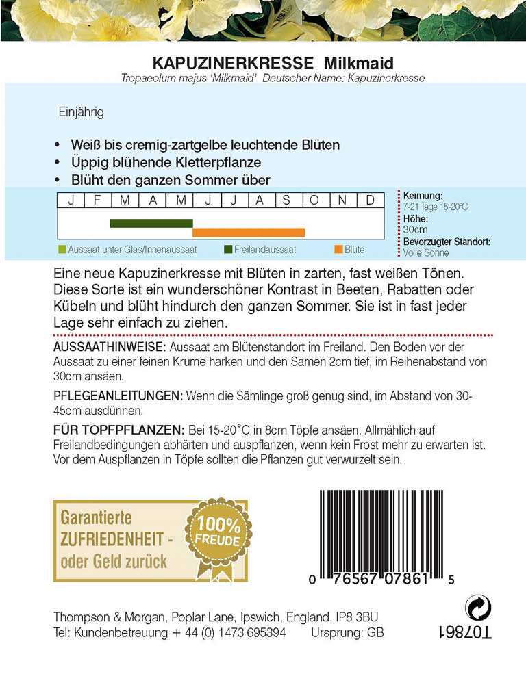 Kapuzinerkresse Milkmaid - Königliche Gartenakademie