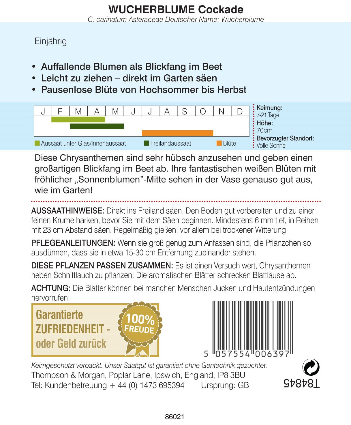 Wucherblume Cockade - Königliche Gartenakademie