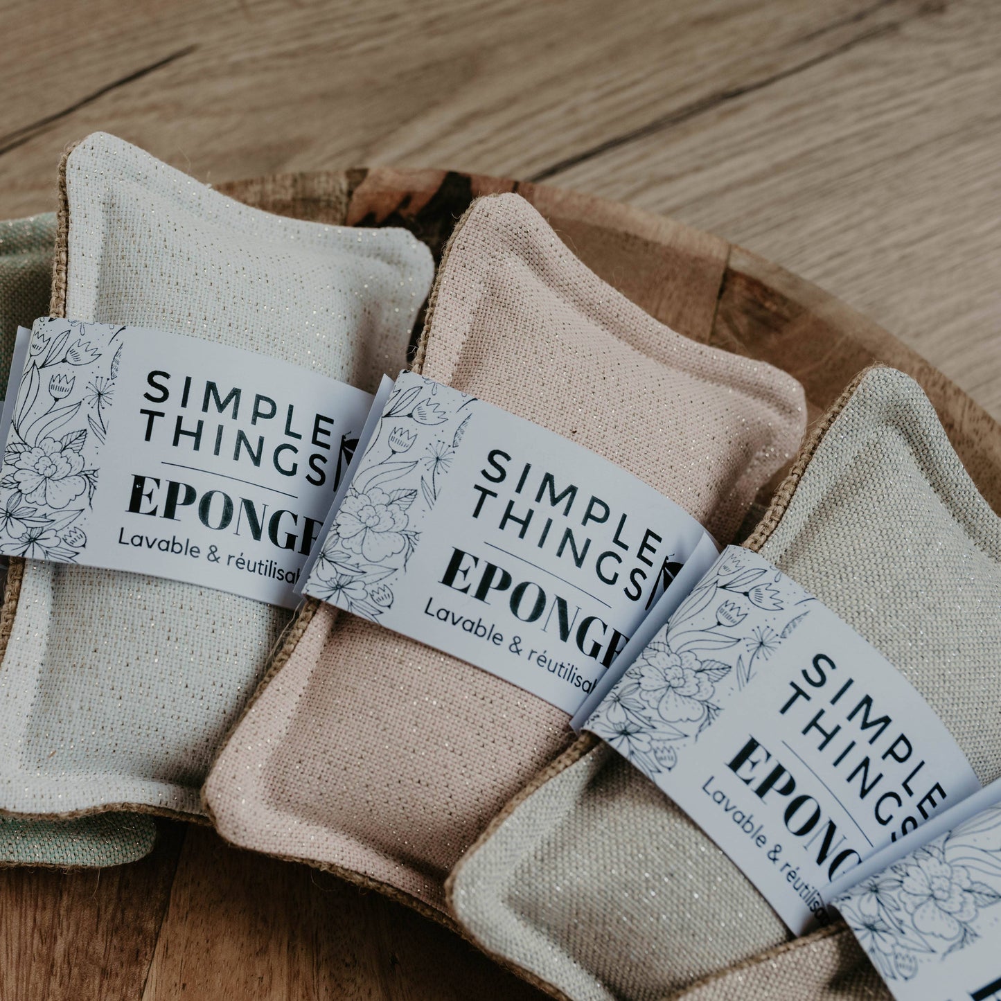 Simple Things - Waschbarer Schwamm „Les Pastels“ -Kollektion - Jute