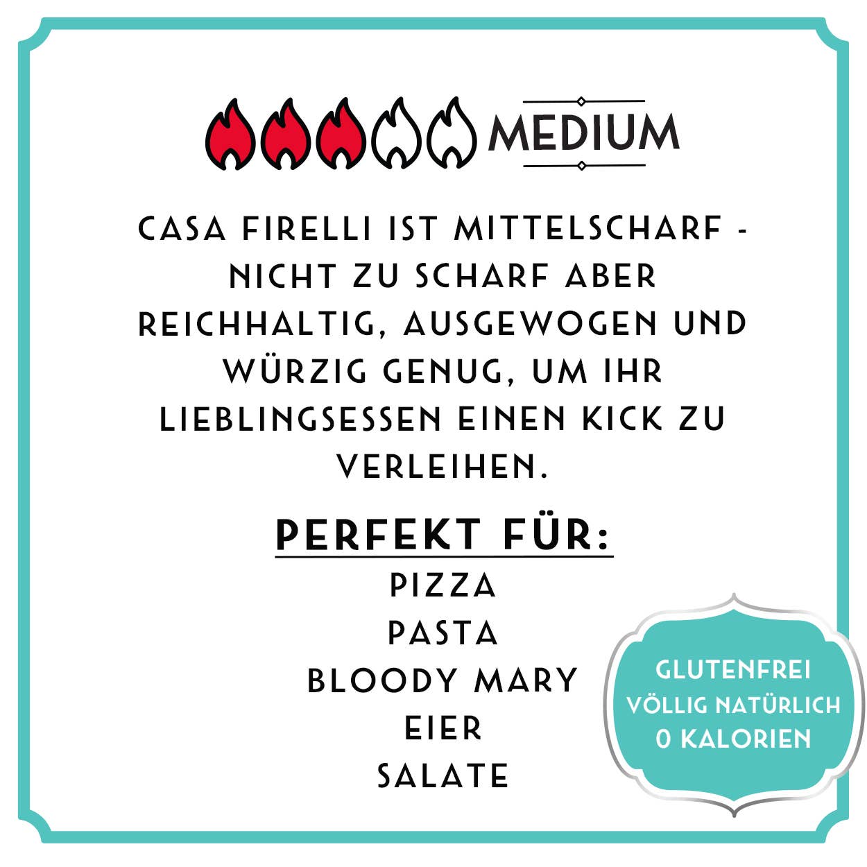 Firelli - Casa Firelli italienische scharfe Soße (148 ml Glasflasche) mit mittlerem Schärfegrad aus kalabrischen Chilischoten – ideal für Pizza, Pasta, Bloody Marys, Eier & Salate. Glutenfrei, natürlich & 0 Kalorien.