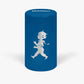 Ein blauer zylindrischer Behälter von Solstickan Design, auf dem die weiße Silhouette des Solsticke Boy mit Streichhölzern abgebildet ist. Auf dem Deckel ist "SOLSTICKAN" aufgedruckt, ein Symbol für echte schwedische Qualität. Produkt: Passender Schlauch - Blau (nur EU).