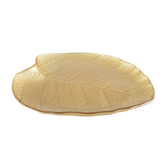 AULICA - Grosse Tasse mit goldenem Blatt, 27x24x2,5 cm: Kunstvoll geformte Schale mit Blattgold-Look, detailreichen Adern und strukturierter Oberfläche von AULICA.