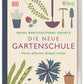 Die neue Gartenschule von DK zeigt Gartengeräte- und Pflanzenillustrationen in gedecktem Grün, Braun und Lila – perfekt für Hobbygärtner. Das Ziergarten-Thema auf dem Cover wird durch das Logo der Royal Horticultural Society ergänzt.