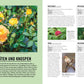 Auf einer Seite aus "Grünes Gartenwissen. Krankheiten und Schädlinge" aus dem DK Verlag blühen links gelbe Rosen; rechts wird in einem deutschen Text über Schädlinge und Krankheiten berichtet und mit Fotos von Blattläusen, einem Vogel und einer Distel die natürliche Schädlingsbekämpfung im Garten dargestellt.