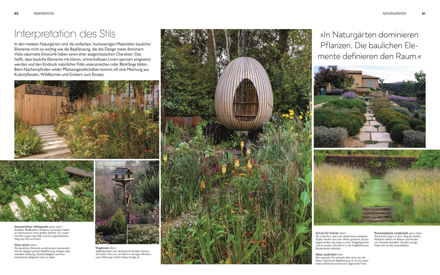 Eine Collage aus Wildblumen, Gräsern und einer Holzkapsel - ideal für Fans von "Gartendesign - Die große Enzyklopädie" aus dem DK Verlag oder für alle, die sich von einer naturnahen Gartengestaltung inspirieren lassen wollen.