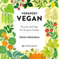 Das Cover von Vergnügt Vegan aus dem Gerstenberg Verlag, mit lebendigen Illustrationen von Gemüse und Früchten, die den deutschen Titel und Untertitel einrahmen - ein fröhliches Willkommen bei vegane Rezepte und veganes Kochen für die Familie.