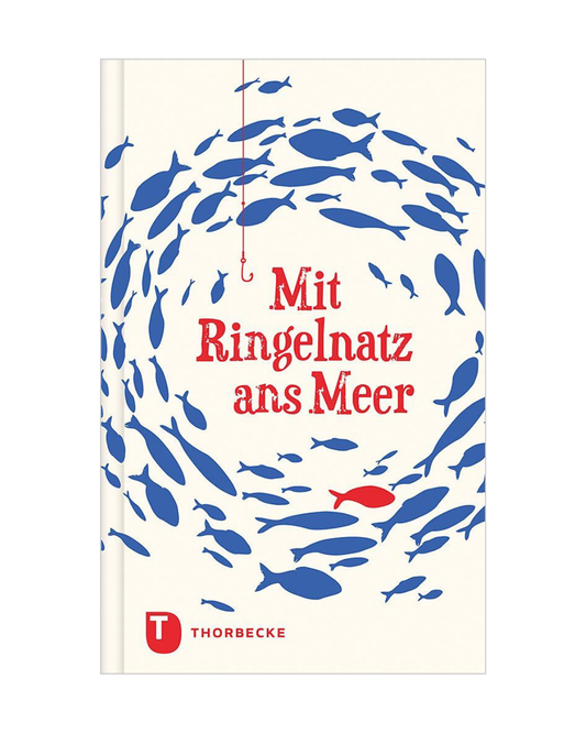 Mit Ringelnatz ans Meer" vom Thorbecke Verlag: Das perfekte Geschenk für Meerliebhaber - inspiriert von Nord- und Ostsee, mit einem ansprechenden Buchcover mit blauen Fischen.