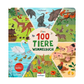 Das farbenfrohe Cover von Mein 100 Tiere-Wimmelbuch (Esslinger Verlag) lädt junge Leserinnen und Leser ab 24 Monaten ein, Tiere in Lebensräumen wie Teich, Dschungel, Wiese und Savanne zu erkunden - und das alles in einem lebendigen Natur-Wimmelbuch-Layout.