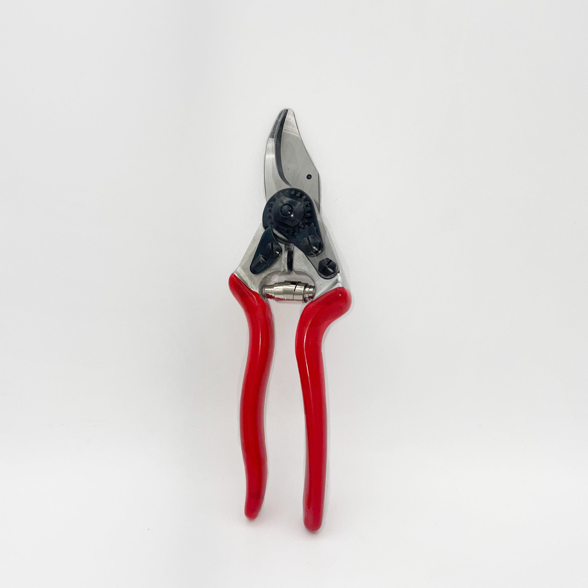 Die Felco 6 Gartenschere (Größe M, 20 mm/0,8 Zoll) von Felco verfügt über rote Griffe und eine silberne Klinge und bietet optimale Schneidkraft und ergonomischen Komfort. Sie ist aufrecht vor einem schlichten weißen Hintergrund abgebildet.