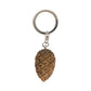 Der "Handgefertigte Schlüsselanhänger aus Holz | Zapfen" von Wildlife Garden zeigt einen detailreichen, braunen Kiefernzapfen-Anhänger und ist als perfektes botanisch inspiriertes Accessoire auf weißem Hintergrund fotografiert.