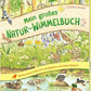 Das Buchcover von Mein großes Natur-Wimmelbuch aus dem Esslinger Verlag zeigt farbenfrohe Szenen aus der heimischen Natur mit Tieren, Vögeln, Insekten, Pflanzen, darunter eine Teichszene und spannende Tieraufkleber.