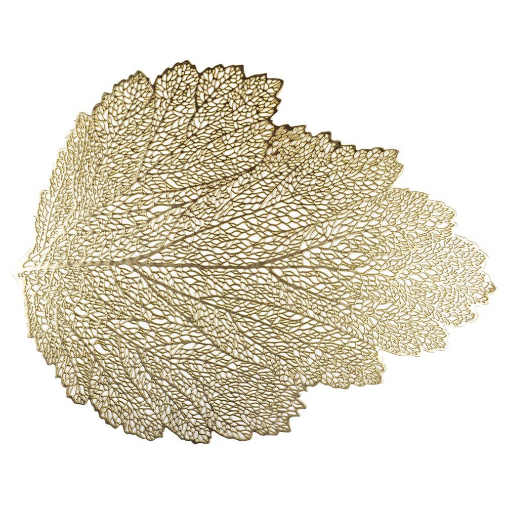 Die AULICA - Goldene Eichenblatt-Tischunterlage präsentiert feine, goldene Blattadern auf Weiß und ist als elegante Tischunterlage von AULICA perfekt für jede stilvolle Tischdekoration.