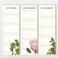 Der Wildblumen Atelier - Wandkalender 2026 zeigt handgezeichnete Blumenmotive und bietet für Oktober, November und Dezember auf Deutsch linierte Flächen für Notizen. Gedruckt auf FSC-zertifiziertem Naturpapier.