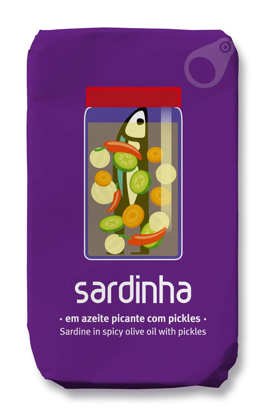 Sardinha - Sardine in würzigem Olivenöl mit Essiggurken