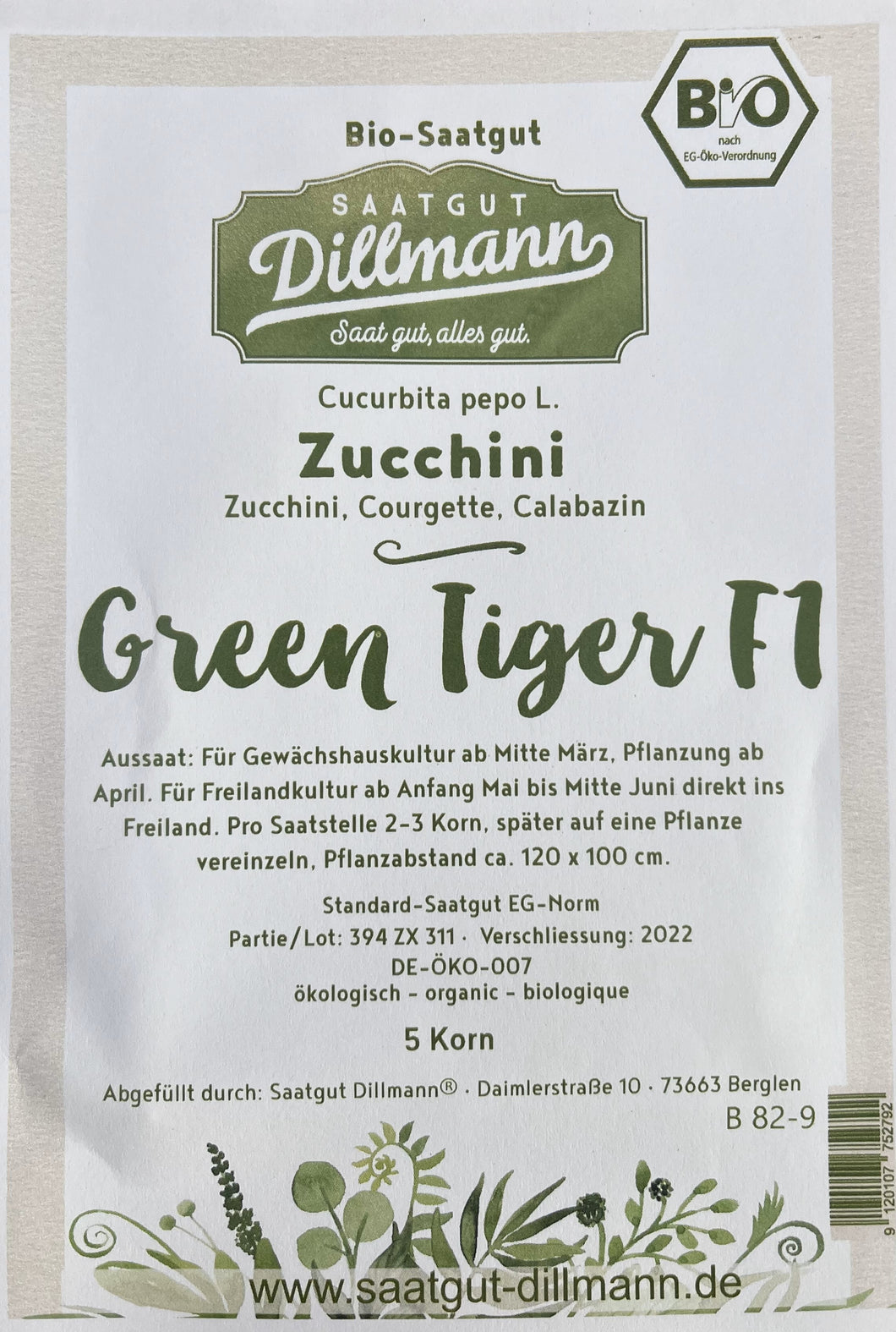 Zucchini Green Tiger F1 Bio